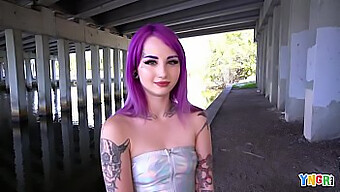 Teen With Purple Hair Gets Her Pussy Pounded By Big Cock